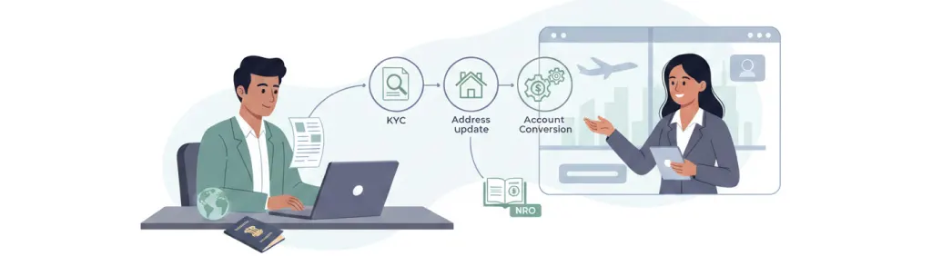 Process to Convert Resident Account into NRO Account After Moving Abroad