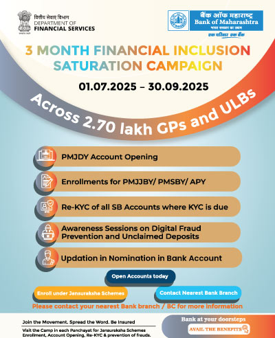 3-month Saturation campaign for FI Schemes at Gram Panchayat (GP) level in all 